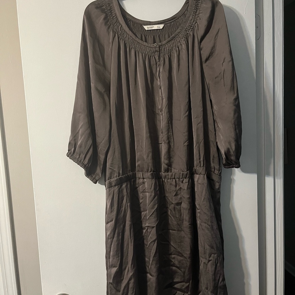 Semi-Casual Charcoal/Green Dress